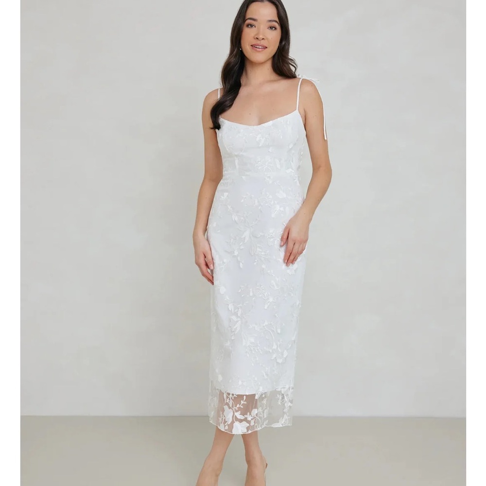 Park & Fifth White Floral Midi Dress